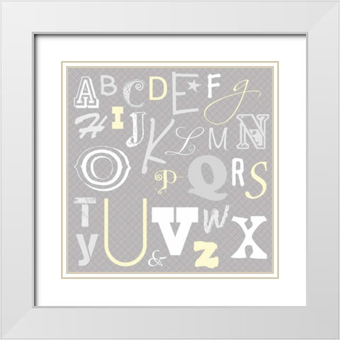 Kids Alphabet Gray 2 White Modern Wood Framed Art Print with Double Matting by Gibbons, Lauren