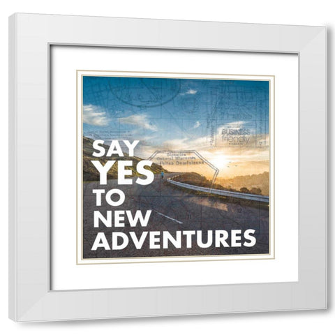 New Adventures White Modern Wood Framed Art Print with Double Matting by Gibbons, Lauren