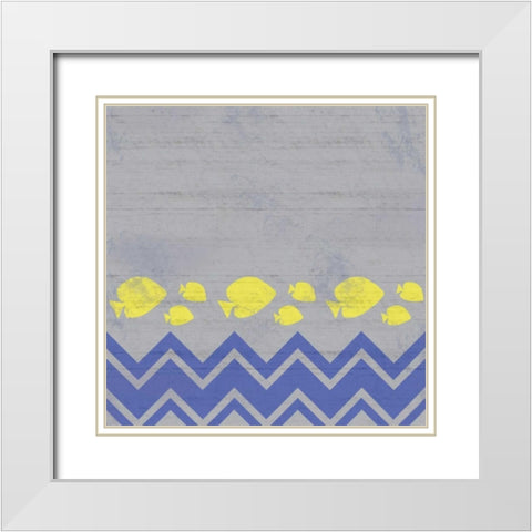 Striped Fish White Modern Wood Framed Art Print with Double Matting by Gibbons, Lauren