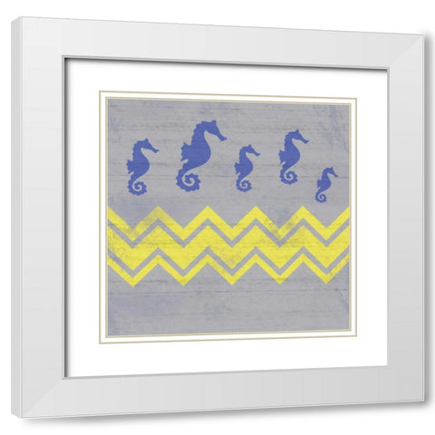 Striped Seahorse White Modern Wood Framed Art Print with Double Matting by Gibbons, Lauren