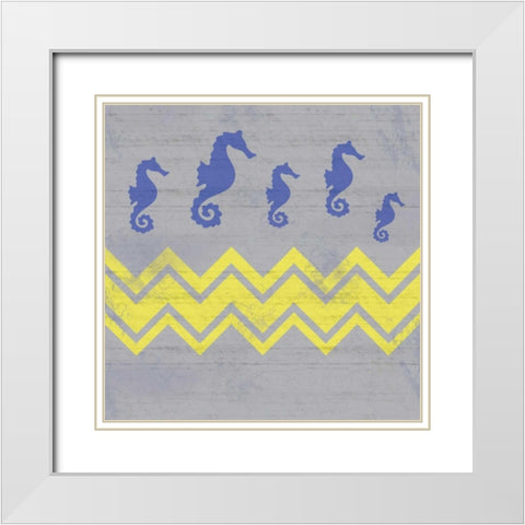 Striped Seahorse White Modern Wood Framed Art Print with Double Matting by Gibbons, Lauren