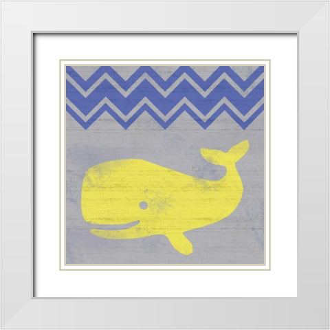 Striped Whale White Modern Wood Framed Art Print with Double Matting by Gibbons, Lauren