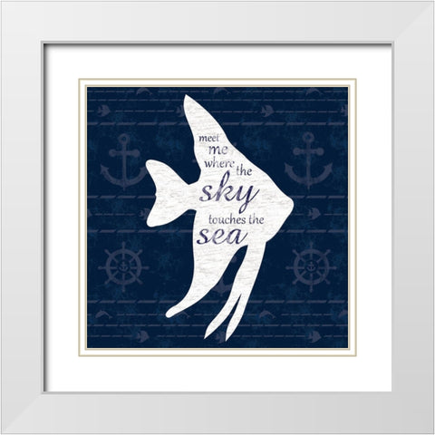 Fish Talk White Modern Wood Framed Art Print with Double Matting by Gibbons, Lauren