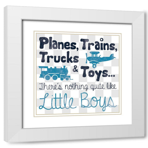 Little Boys White Modern Wood Framed Art Print with Double Matting by Gibbons, Lauren
