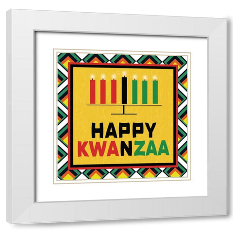 Kwanzaa White Modern Wood Framed Art Print with Double Matting by Gibbons, Lauren