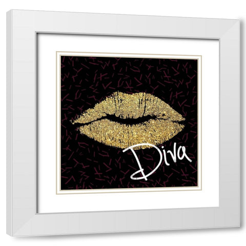 Glamour Lips White Modern Wood Framed Art Print with Double Matting by Gibbons, Lauren