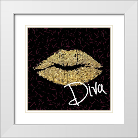 Glamour Lips White Modern Wood Framed Art Print with Double Matting by Gibbons, Lauren