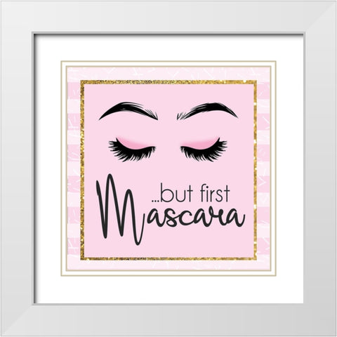 Glamour Mascara White Modern Wood Framed Art Print with Double Matting by Gibbons, Lauren