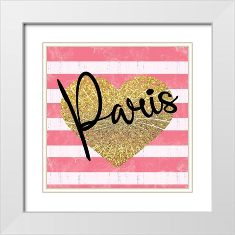 Paris Heart White Modern Wood Framed Art Print with Double Matting by Gibbons, Lauren