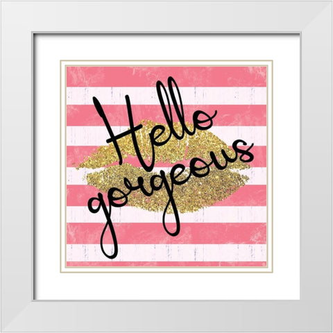 Paris Lips White Modern Wood Framed Art Print with Double Matting by Gibbons, Lauren