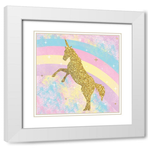 Unicorn 1 White Modern Wood Framed Art Print with Double Matting by Gibbons, Lauren