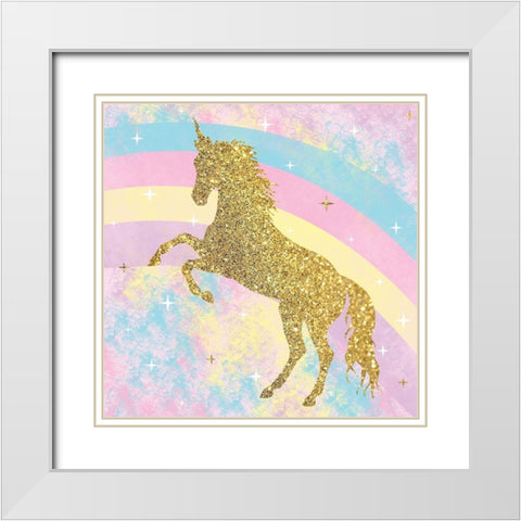 Unicorn Rainbow 1 White Modern Wood Framed Art Print with Double Matting by Gibbons, Lauren