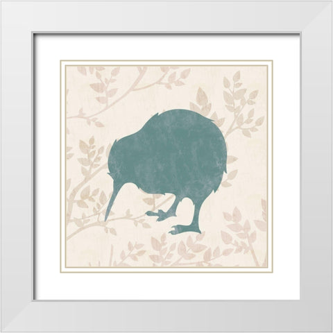 Kiwi Bird White Modern Wood Framed Art Print with Double Matting by Gibbons, Lauren