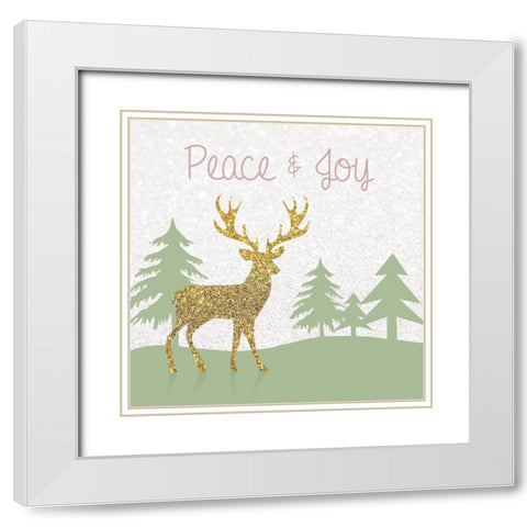 Joyous Stag White Modern Wood Framed Art Print with Double Matting by Gibbons, Lauren