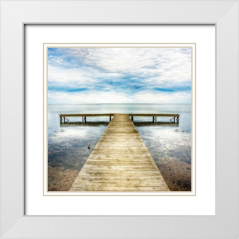 Staring Down the Pier White Modern Wood Framed Art Print with Double Matting by Head, Danny