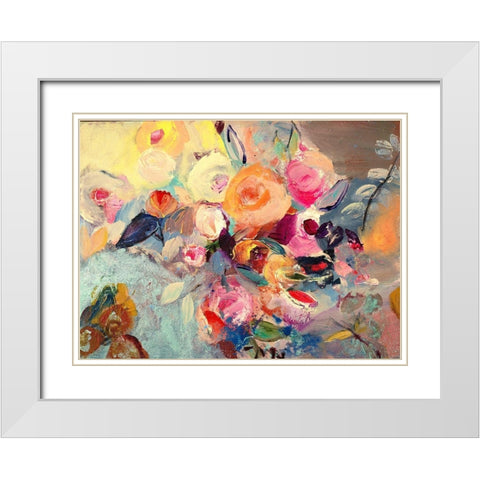 Thoughtful Flowers White Modern Wood Framed Art Print with Double Matting by Daisy D