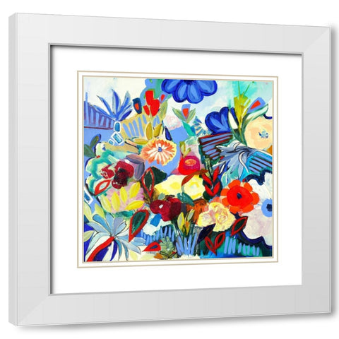 Fancy Flowers White Modern Wood Framed Art Print with Double Matting by Daisy D