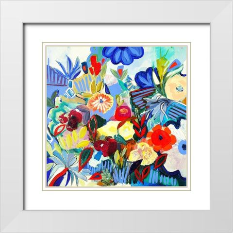 Fancy Flowers White Modern Wood Framed Art Print with Double Matting by Daisy D
