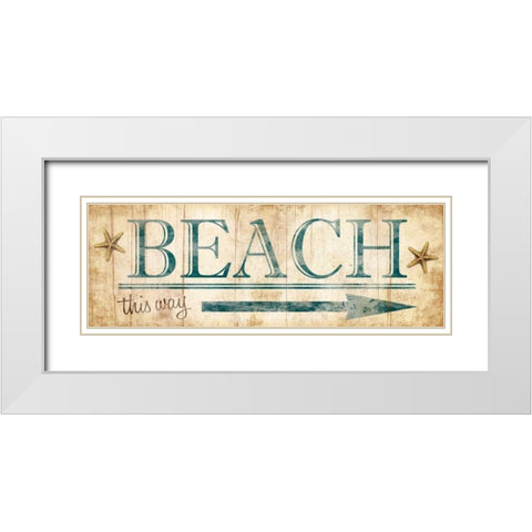 Beach Sign White Modern Wood Framed Art Print with Double Matting by Grey, Jace