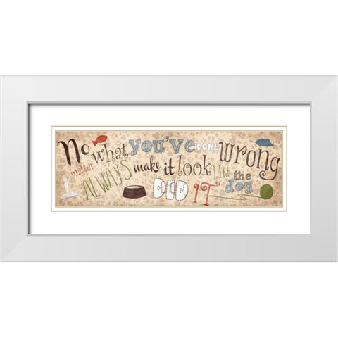 Cat White Modern Wood Framed Art Print with Double Matting by Grey, Jace