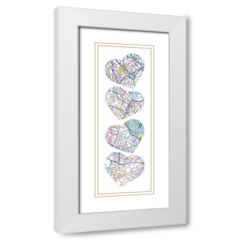 Map To  Your Heart White Modern Wood Framed Art Print with Double Matting by Grey, Jace