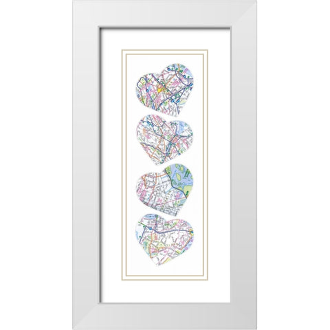 Map To  Your Heart White Modern Wood Framed Art Print with Double Matting by Grey, Jace