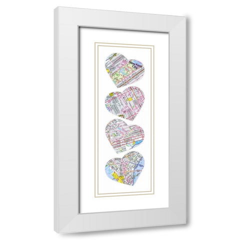 MAP TO YOUR HEART MANHATTAN White Modern Wood Framed Art Print with Double Matting by Grey, Jace