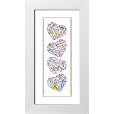 MAP TO YOUR HEART MANHATTAN White Modern Wood Framed Art Print with Double Matting by Grey, Jace
