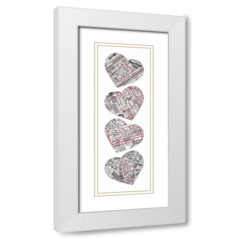 MAP TO YOUR HEART MANHATTAN 5 White Modern Wood Framed Art Print with Double Matting by Grey, Jace
