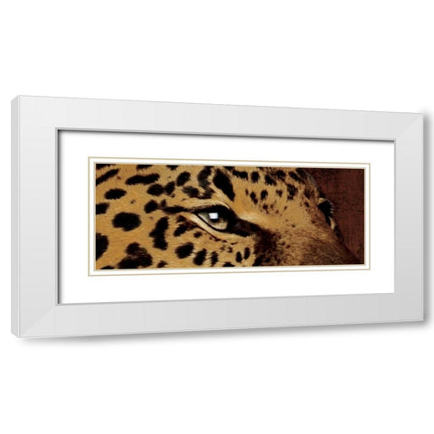 Leopard Eyes White Modern Wood Framed Art Print with Double Matting by Grey, Jace