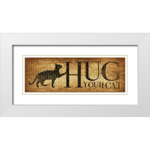 Hug Your Cat White Modern Wood Framed Art Print with Double Matting by Grey, Jace