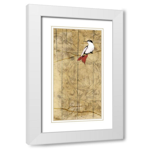 Bird on branch 2 White Modern Wood Framed Art Print with Double Matting by Grey, Jace
