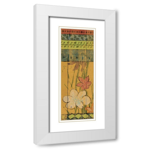 Spanish florals White Modern Wood Framed Art Print with Double Matting by Grey, Jace