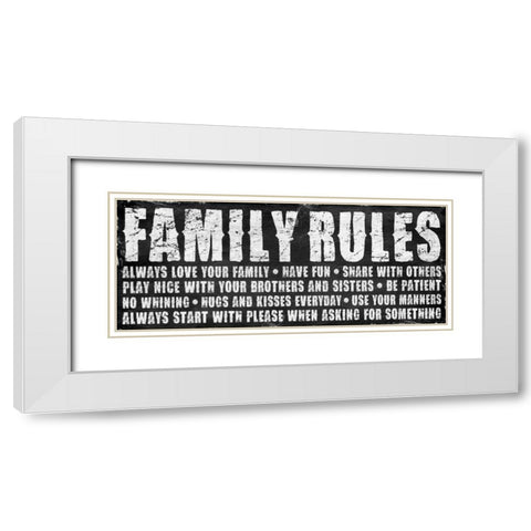Family rules White Modern Wood Framed Art Print with Double Matting by Grey, Jace