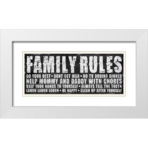 Family Rules Mate White Modern Wood Framed Art Print with Double Matting by Grey, Jace