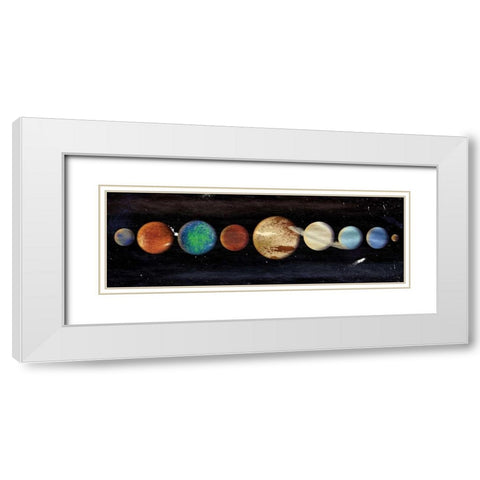 Planets In The Galaxy White Modern Wood Framed Art Print with Double Matting by Grey, Jace