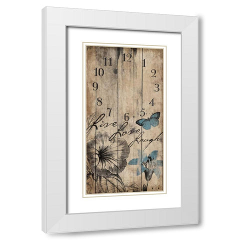 Floral Clock White Modern Wood Framed Art Print with Double Matting by Grey, Jace