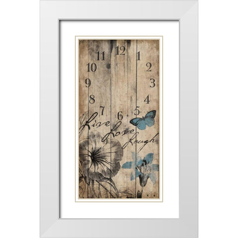 Floral Clock White Modern Wood Framed Art Print with Double Matting by Grey, Jace