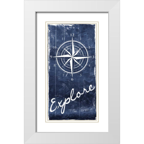 Coastal Wood Clock White Modern Wood Framed Art Print with Double Matting by Grey, Jace
