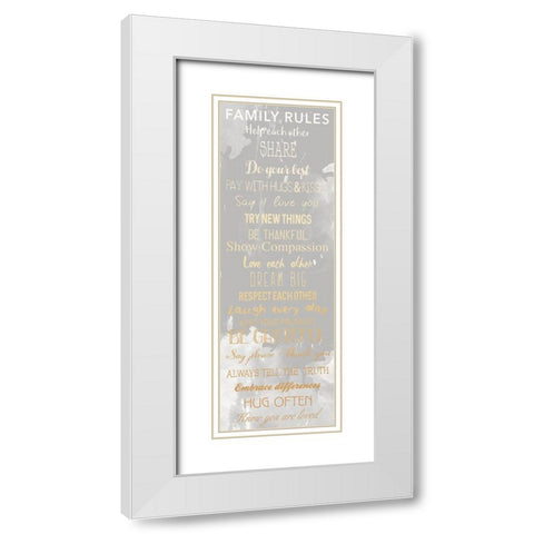 Family Rules Smoke White Modern Wood Framed Art Print with Double Matting by Grey, Jace