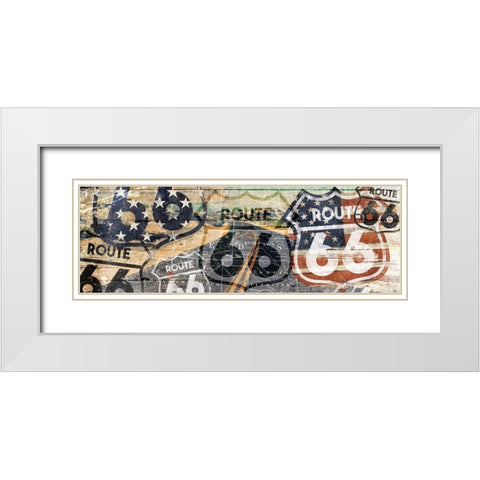 The Route 66 White Modern Wood Framed Art Print with Double Matting by Grey, Jace