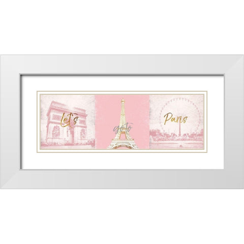 Lets Go TO Paris White Modern Wood Framed Art Print with Double Matting by Grey, Jace