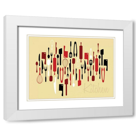 Kitchen Utensils II White Modern Wood Framed Art Print with Double Matting by Grey, Jace