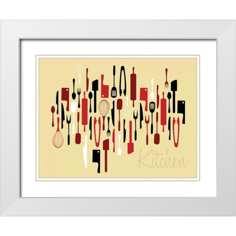 Kitchen Utensils II White Modern Wood Framed Art Print with Double Matting by Grey, Jace
