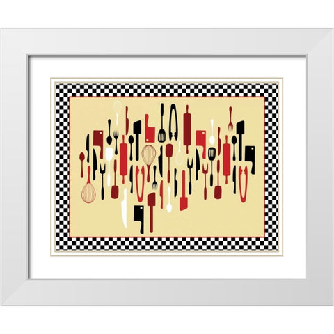 Kitchen Utensils IV White Modern Wood Framed Art Print with Double Matting by Grey, Jace