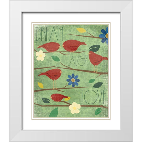 Red Birds I White Modern Wood Framed Art Print with Double Matting by Grey, Jace