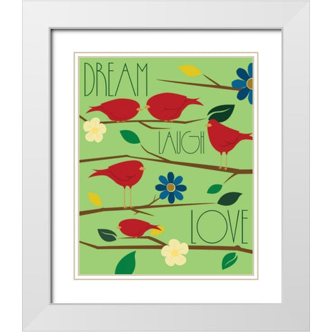 Red Birds II White Modern Wood Framed Art Print with Double Matting by Grey, Jace