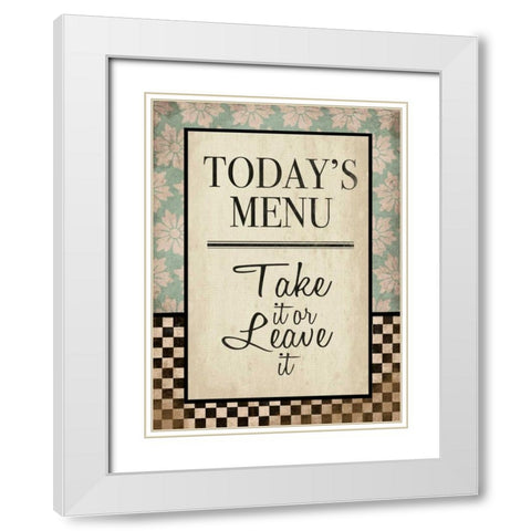 Kitchen Todays Menu White Modern Wood Framed Art Print with Double Matting by Grey, Jace
