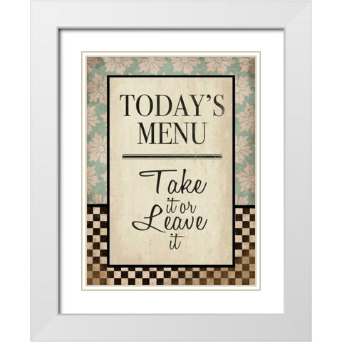 Kitchen Todays Menu White Modern Wood Framed Art Print with Double Matting by Grey, Jace