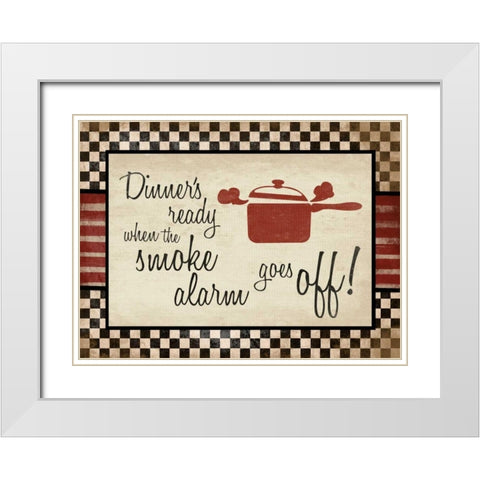 Kitchen Smoke Alarm 2 White Modern Wood Framed Art Print with Double Matting by Grey, Jace